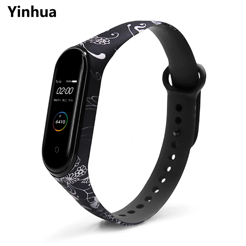 yinhua BOORUI для xiaomi mi Band 4 ремешок силиконовый с цветочным принтом mi band NFC 4 ремешок mi band 4 аксессуары для xiaomi mi band 4 band - Цвет: yinhua
