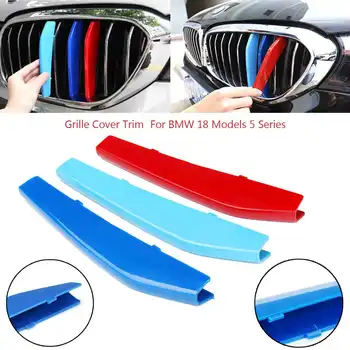 

3pcs Car Front Grill Decoration Trim Cover Sticker Strip For BMW 5 Series 9 Bar G30 G31 G38 530 Sedan Wagon 2017 2018