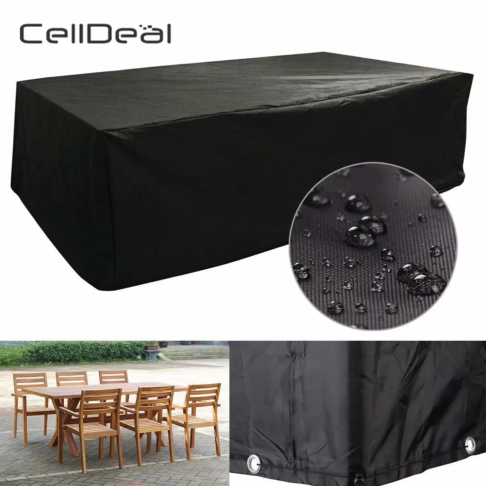 

CellDeal Large Practical Waterproof Furniture Cover Outdoor Garden Rattan Cube 6 Seater Rain Snow Dustproof Covers 213X132X74cm