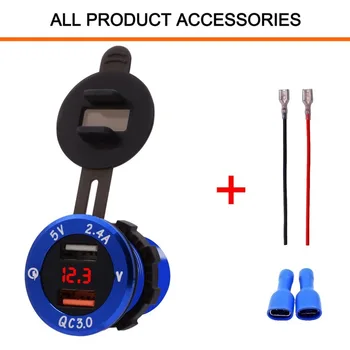 

Aluminum Alloy QC3.0 DC Voltmeter 2USB Port Car Charger Charging Adapter Car-charger Double USB Voltage Detector for Phones