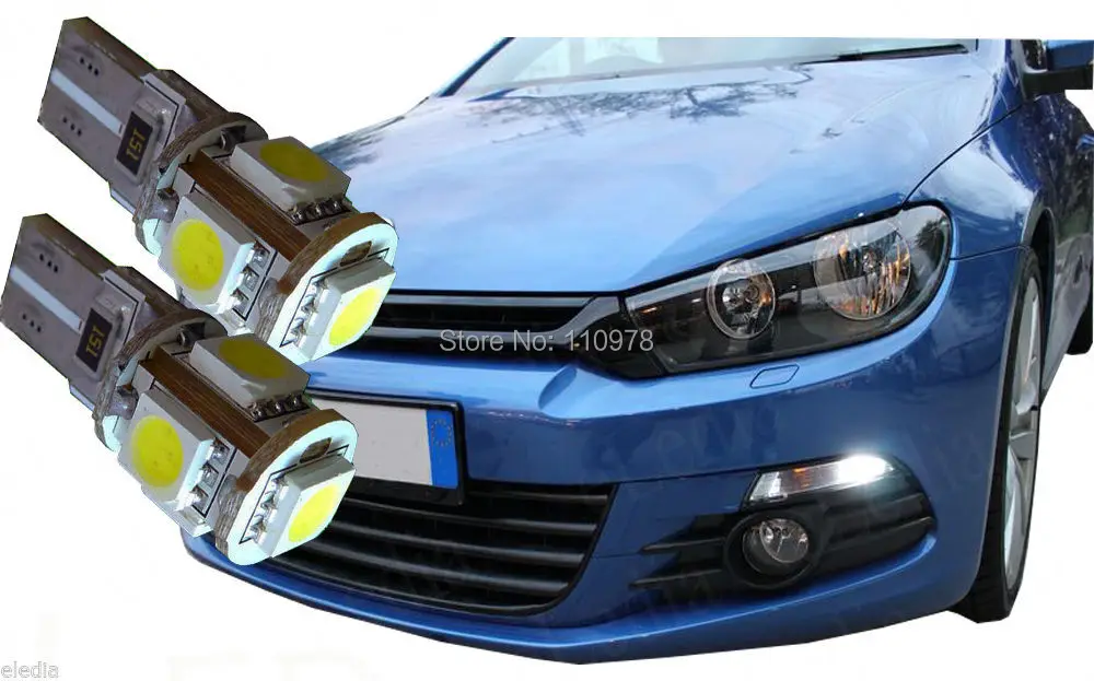 

Free Shipping On Sale!10Pcs/Lot T10 W5W 5 SMD Canbus Ampoules Veilleuses Feux position Diode LED Blanc Anti erreur pour SCIROCCO