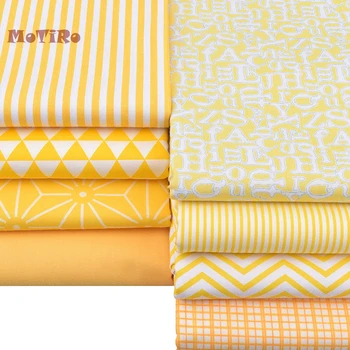 

MoTiRo,Half Meter,Printed Twill Cotton Fabric,Yellow Geometric Pattern For DIY Quilting Sewing Cushion/Sheet/Pillow Material