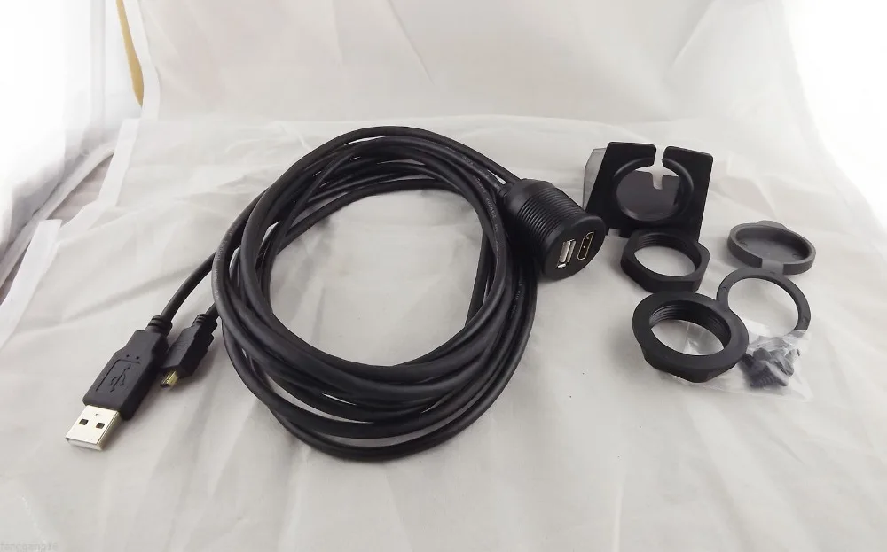 

10pcs Car Dashboard Mount USB 2.0 A HDMI-compatible Female to Micro HDMI-compatible Male Installation Cable 1m 2m
