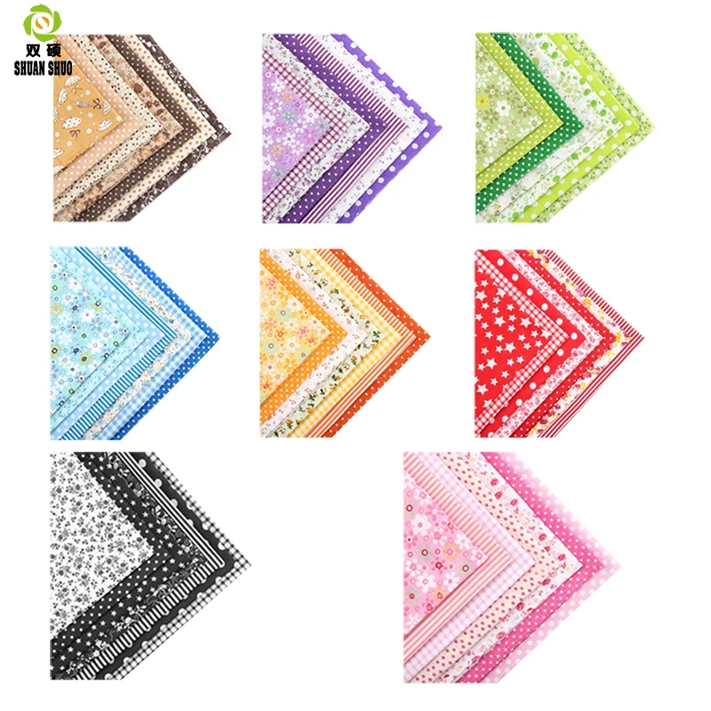 

ShuanShuo 50x50cm Normal Quality 8 kind different Series Patchwork Cotton Fabric Fat Quarter Bundle For DIY Sewing Fabric