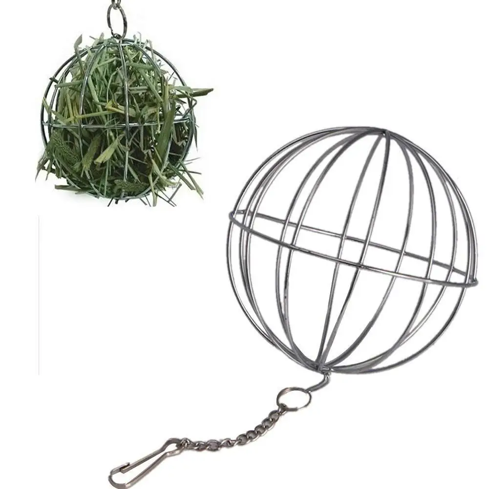 

LumiParty Hollow-out Sphere Rabbit Stainless Steel Grass Dispenser Feeding Ball Toy with Chain Hook -25