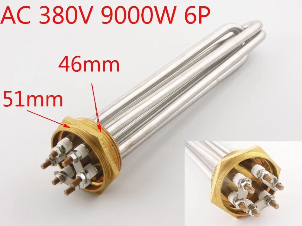 AC 380V 9000W 6P Terminals Water Boiler Heating Element 3U Tube Heater