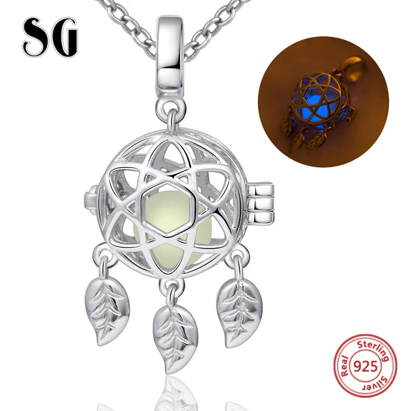 

2018 new 925 sterling silver romantic dreamcatcher glowing chain pendant&necklace diy fashion jewelry making for women gifts