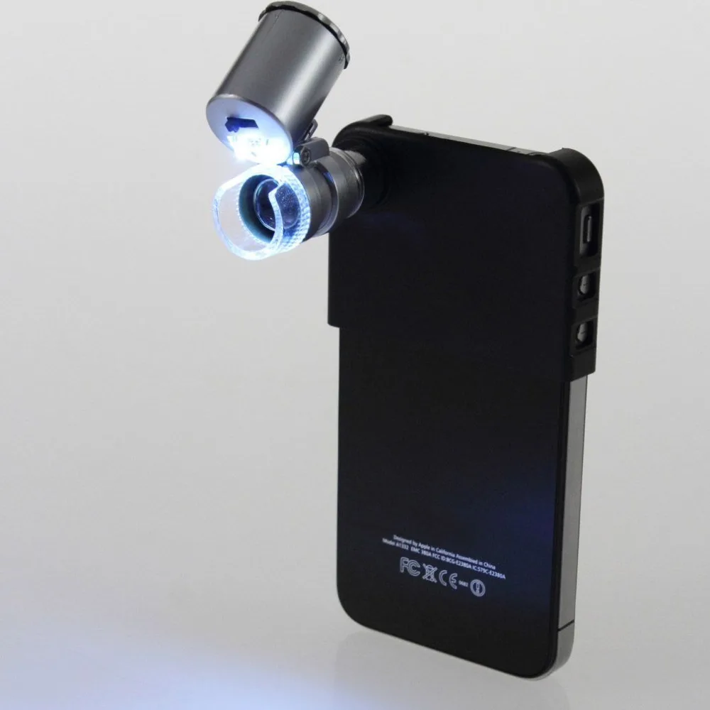 Professional 60X Fish Eye Mobile Lens Microscope Lens + LED for iPhone