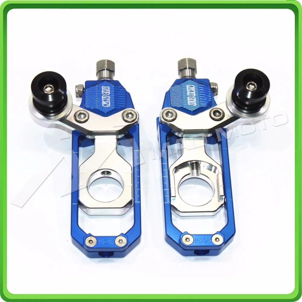 Motorcycle Chain Tensioner Adjuster with bobbin fit for APRILIA RSV4 2009 2010 2011 2012 2013 2014 Blue & Silver (2)
