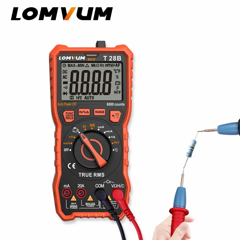Goede LOMVUM NCV Digitale Draagbare Digitale Multimeter 6000 telt AC DC Voltage Meter Voltmeter Tester Meter Handheld LED Groot Scherm