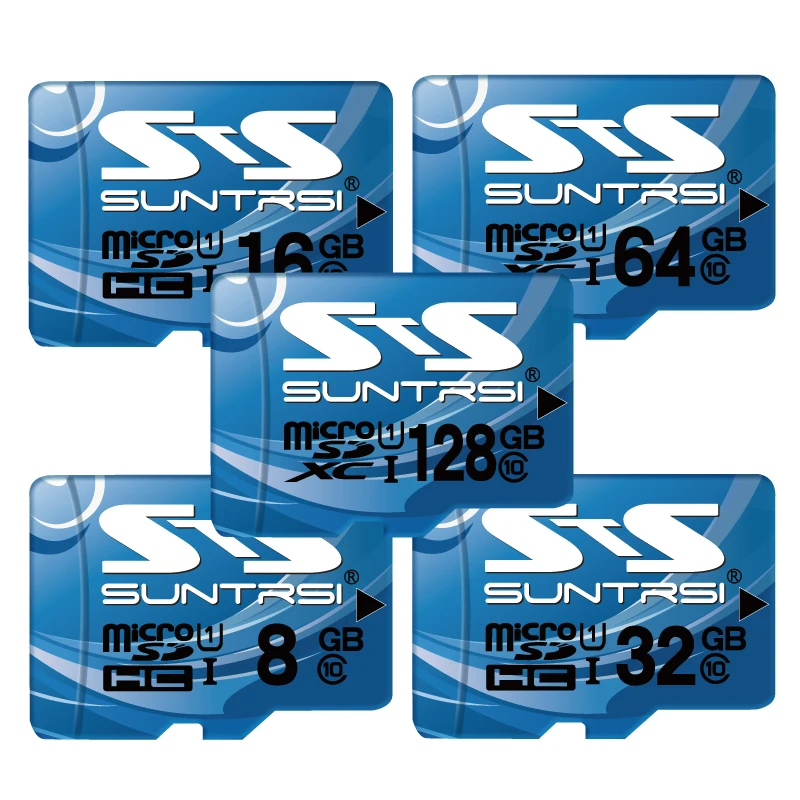 Suntrsi Micro SD карта 32 Гб Высокая скорость класс 10 16 Гб/64 ГБ реальная емкость 128 мини