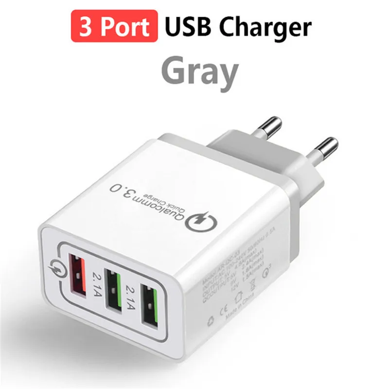 Европейский Союз (ЕС) Универсальный 18 Вт USB quick charge 3,0 5V 3A для Iphone 7 8 EU US Plug, быстрое зарядное устройство для мобильного телефона Samsug s8 s9 huawei - Тип штекера: Европейский Союз (ЕС)