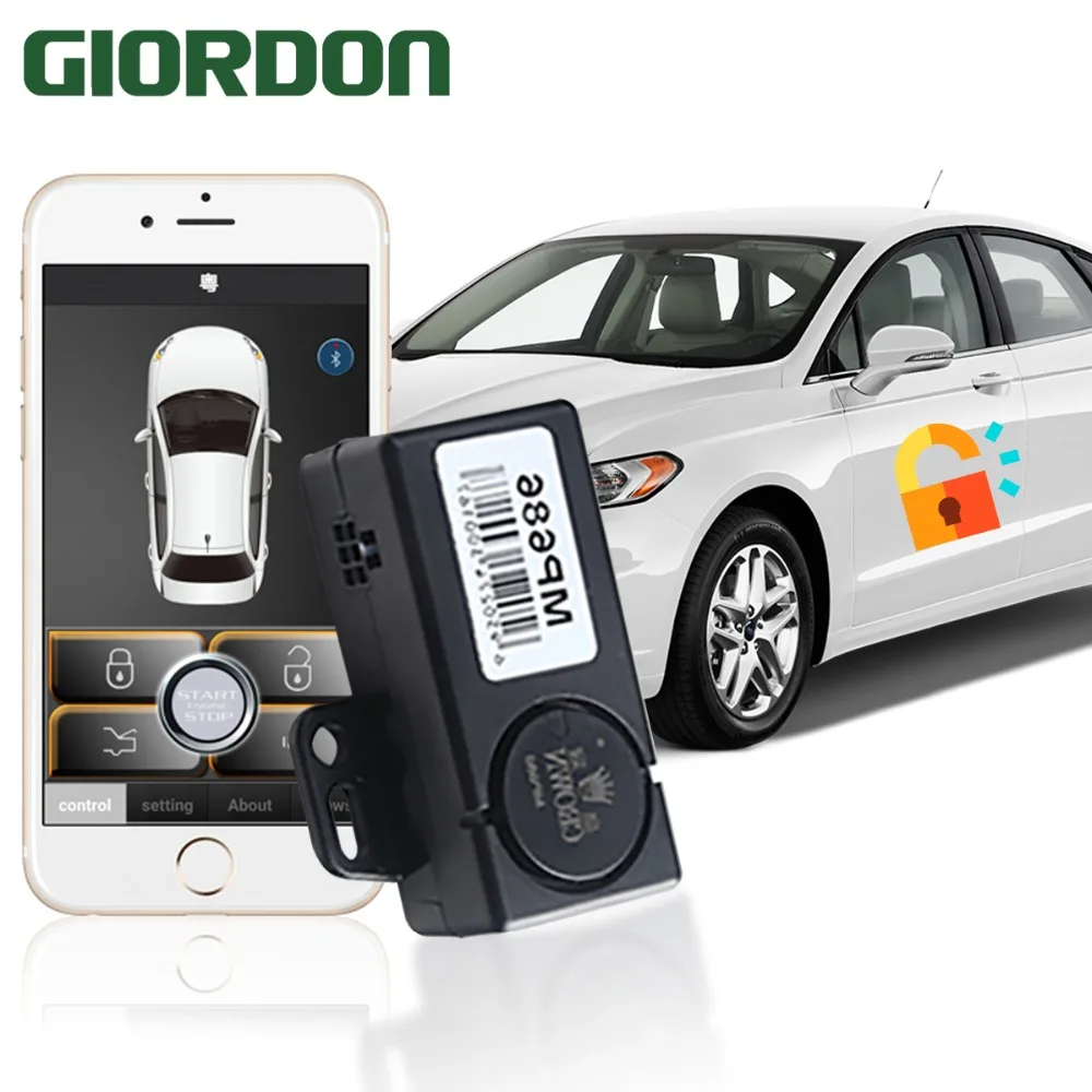 Smart Key Car Alarm System With Remote Start Stop Push And Universal APP controls Button Passive