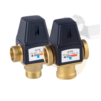 Solar Water Heater Valve 3-Way Thermostatic Mixer Valve 3 Way Male Thread Thermostatic Mixing Valve Bathroom Shower Faucet solar temperature control valve electric water heater hot bathroom faucet automatic mixing water adjustment thermostatic valve