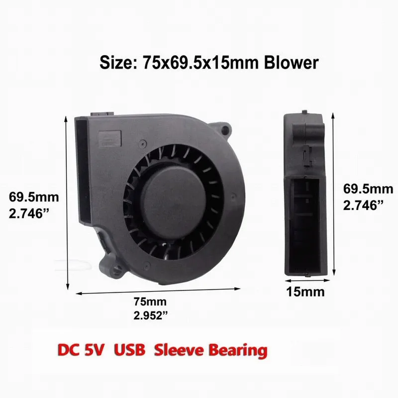 1 шт. Gdstime 5 В USB 75x15 мм 75 x 15 7515 DC Бесщеточный Охлаждающий вентилятор 7515|blower fan|cooling blower