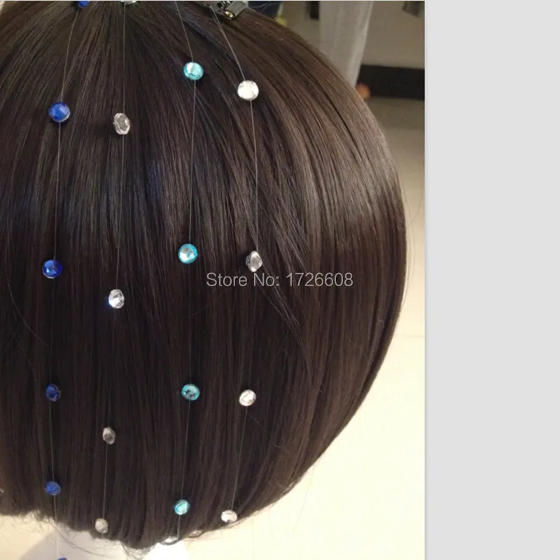 6pcs Magnet Crystal Hair Extenson Strand Hair Jewelry Tress For Wedding Party 