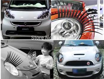 

2pcs x Cute Curly Black False Eyelashes Sticker,Car Headlight Eyelashes Decorations Accessories - Fits All Car