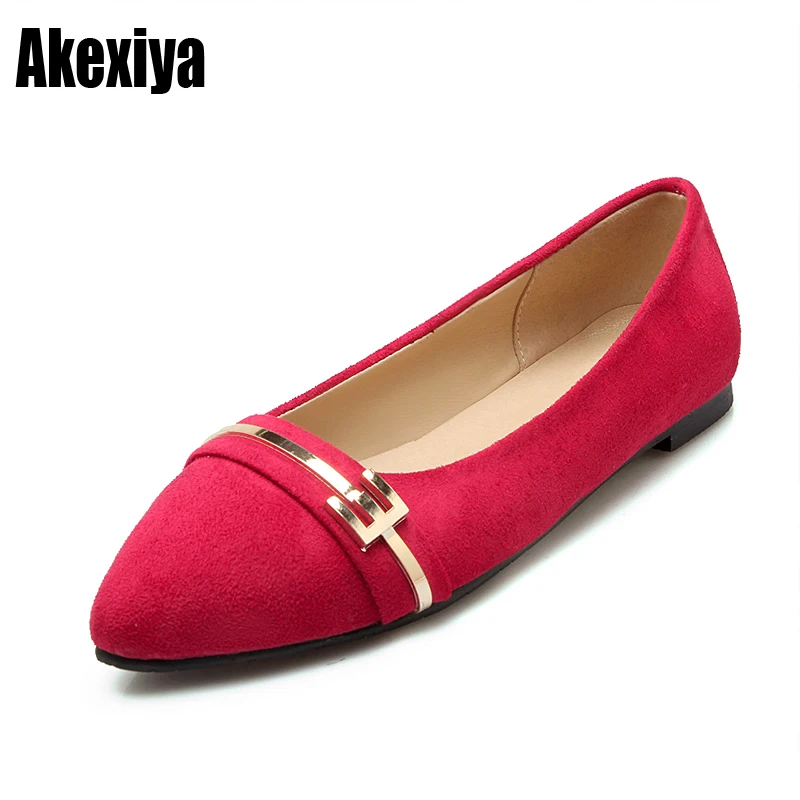 Flats Shoes Women New Arrival Pointed toe Soft bottom Metal decoration Work Ballet Flats Blue purple red black size 34-43 d497