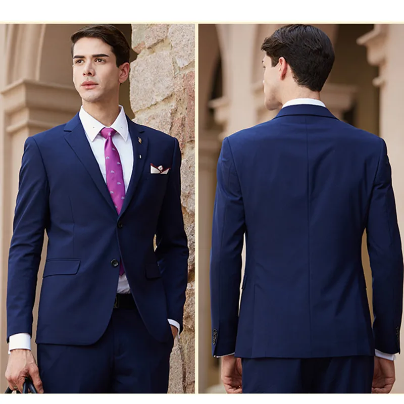 

Custom Made Dark Blue Men Suit, Tailor Made Suit Bespoke Navy Blue Wedding Suits For Men Slim Fit Groom Tuxedos For Men