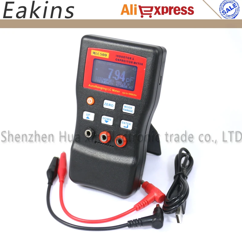 

Free shipping MLC500 High precision AutoRanging LC Meter inductor and capacitor Meter 1% accuracy 500KHz test Connect PC storing