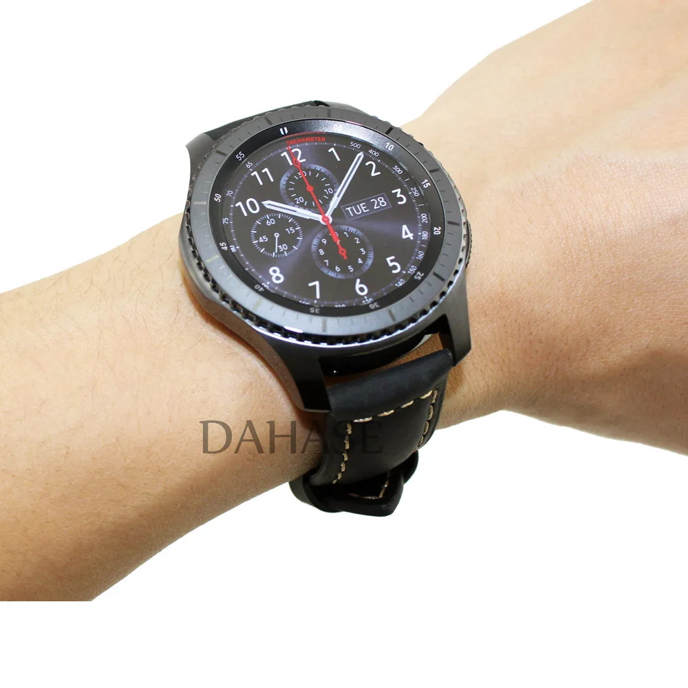 Матовый ремешок DH из натуральной кожи для смарт часов Samsung Gear S3 Frontier с