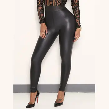 

Women Autumn Black PU Leather Legging Pants Velvet Thick Warm Leggings Slim Sexy Push Up Leggings Skinny Trousers Women