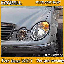 KOWELL стайлинга автомобилей для Benz W211 фар 2002 2003 2004 2005 2006-2009 Benz E200 E240 E280 светодиодный фар H7 ксеноновые линзы