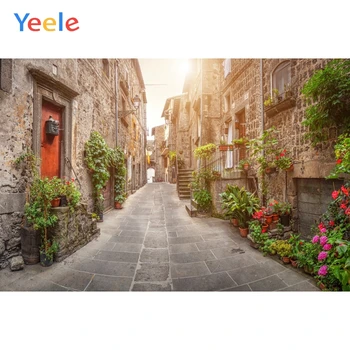 

Yeele European Town House Shine Plants Road Holiday Photography Backgrounds Customized Photographic Backdrops for Photo Studio