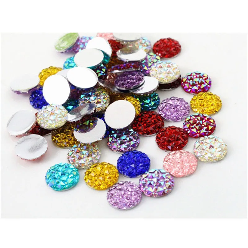 New Fashion 100pcs 12mm Mix Colors Flat back Resin Cabochons Cameo