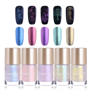 

NICOLE DIARY Pearl Series Stamping Polishes Set 9ml Shell Nail Plate Printing Polish varnish Shiny Glitter Nail Art Color