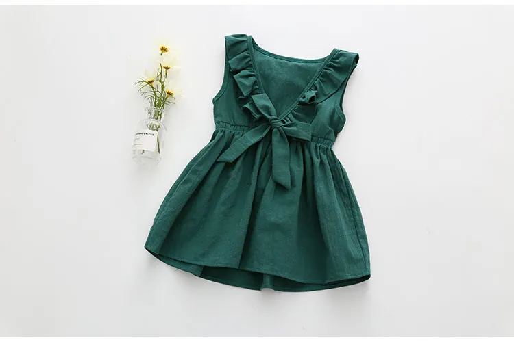 2018 Summer 2 3 4 6 8 10 Years Birthday Children Red Blue Backless Princess Elegant Bow Kids Party Dance Prom Dress For Girls (6)