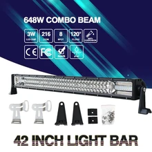 CO 648 Вт 42 »CREE Чип Прямо Светодиодные Бар Offroad Combo Луча привело Свет Работы 12 В 24 В для Jeep Форд ВНЕДОРОЖНИК УАЗ 4×4 Светодиодные Бар