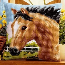 Lovely Horse DIY Needlework Kit Unfinished Acrylic Yarn Embroidery Pillow Tapestry Canvas Cushion Front Cross Stitch Pillowcase | Дом и сад
