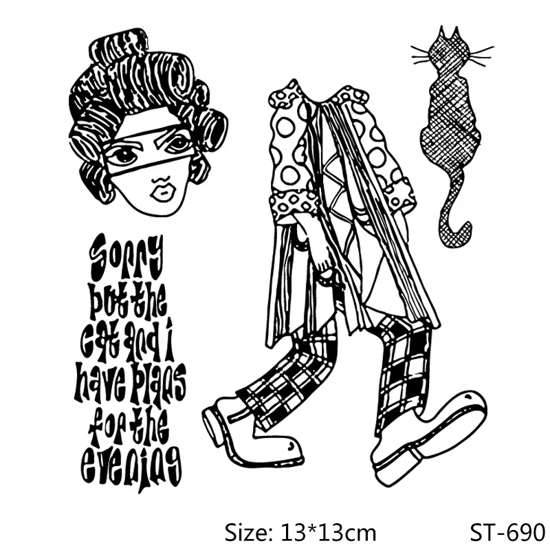 

Clothes/Woman/Cute Cat Clear Stamps Transparent Seals For DIY Scrapbooking Card Making Album Decorative Silicone Stamp Crafts
