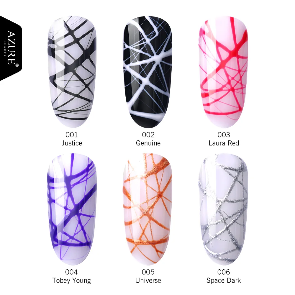 Azure beauty металлический паук УФ-гель для ногтей фиолетовый цвет рисунок широкий светодиодный лак для ногтей лак впитывающийся Гибридный гвоздь лак