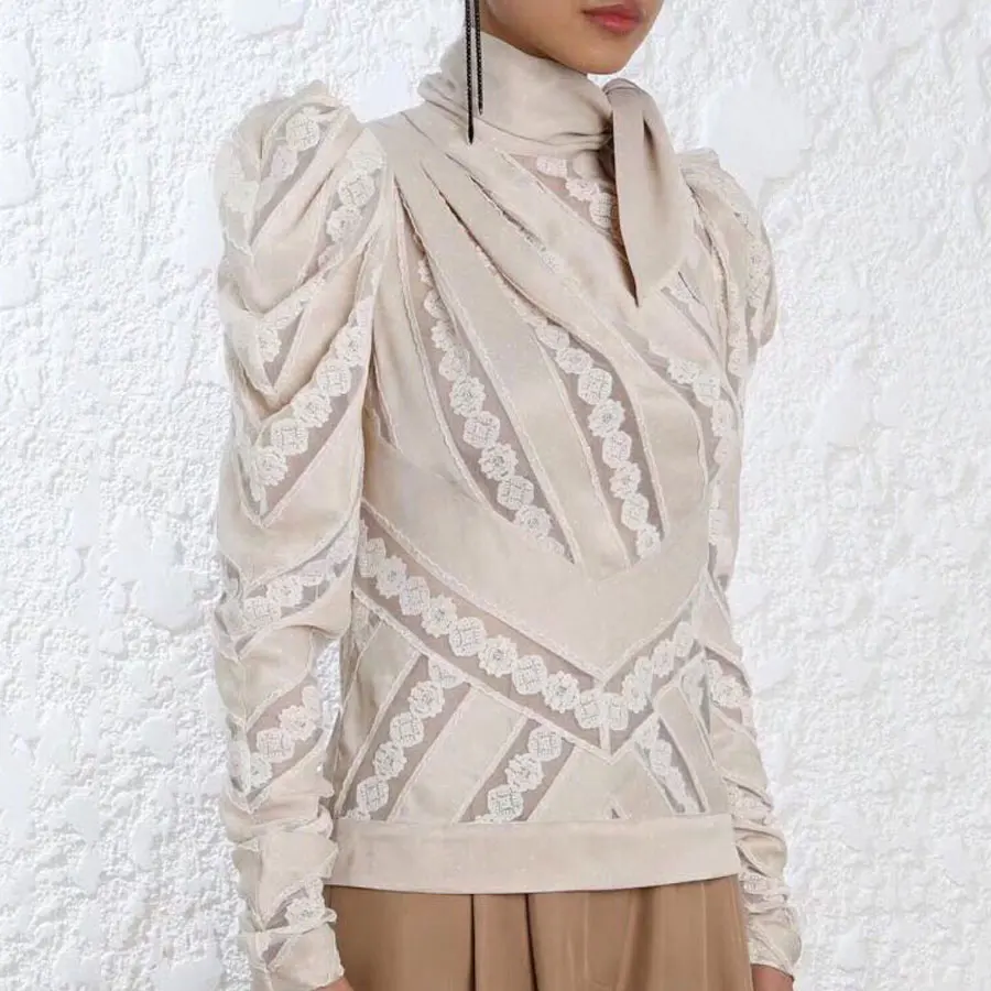 Acheter 2018 Automne Femmes Tops et Blouses À Manches Longues Patchwork Nouvelle Arrivée Dame De Luxe De Haute Qualité de Marque De Mode Tops Chemise Femmes