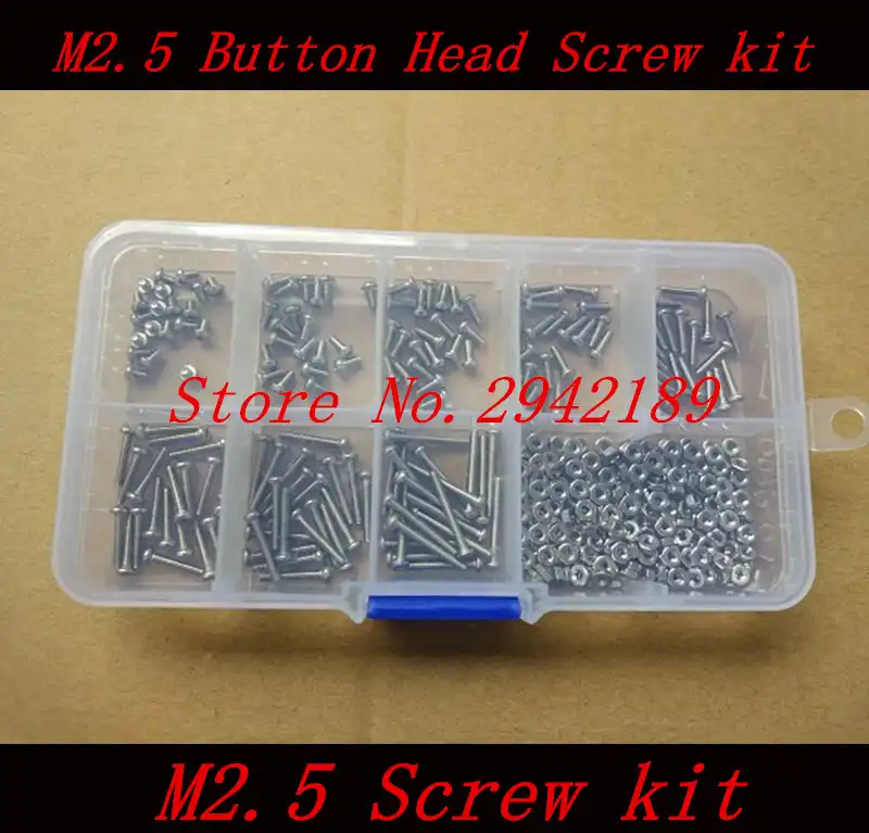 M2 Button Head Hex Socket Screws Bolt and Hex Nuts Assortment A2 Stainless Steel 