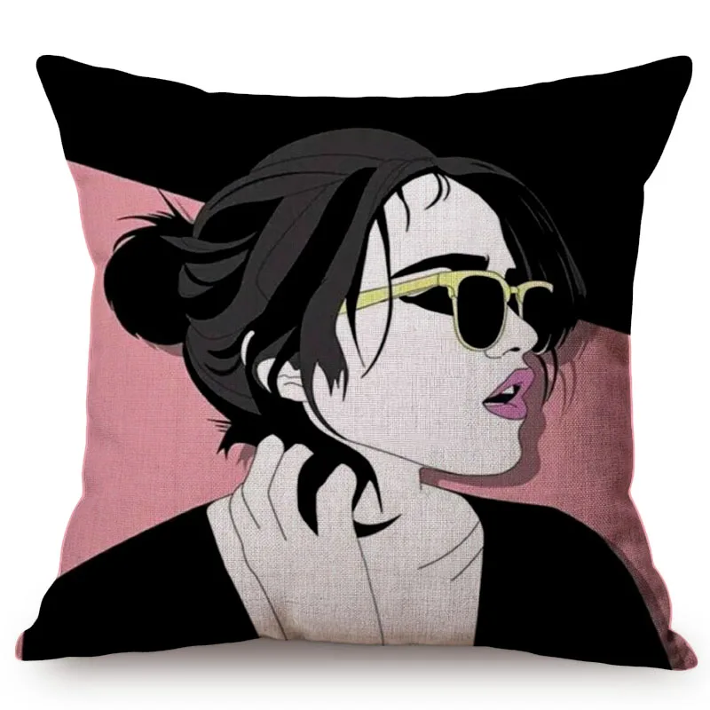 Sexy Woman Pop Art Home Decoration Sofa Throw Pillow Case Fashion Girl Gallery Coffee Shop Cotton Linen Car Chair Cushion Cover M071-9