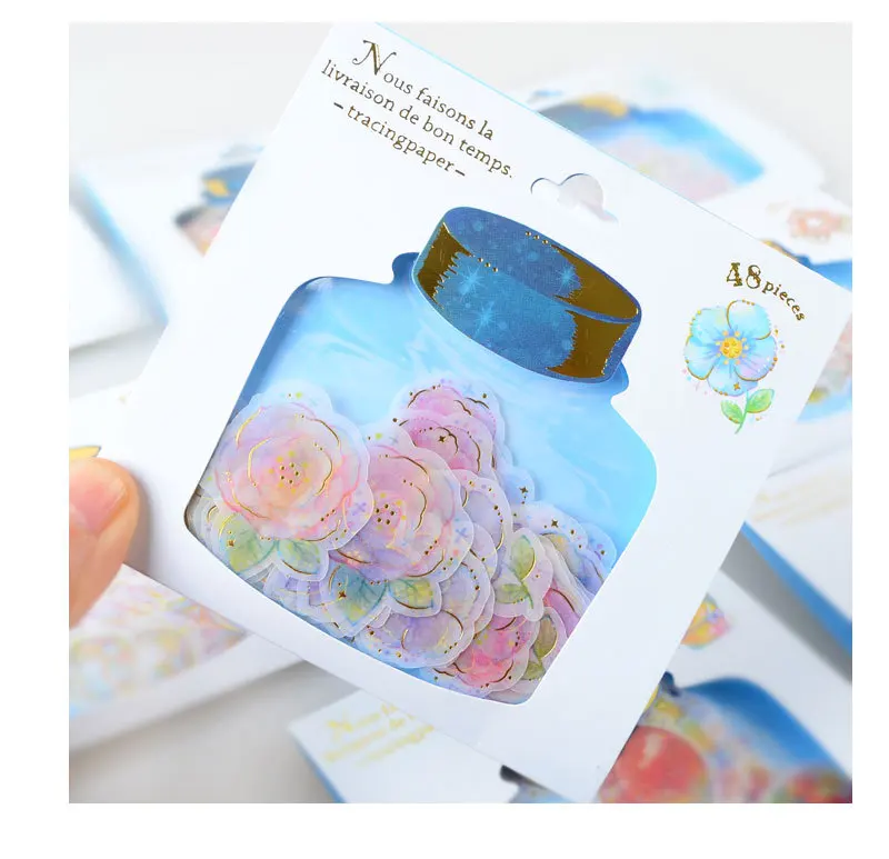 Papelaria Etiquetas Scrapbooking Jamjelly Estética Deriva Garrafas Planejador Kawaii Stickers Q-lia Filofax Coreano 48 Pçs - Set 15 Estética deriva garrafas planejador kawaii stickers Q-LIA filofax coreano