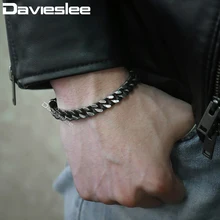 Davieslee искусственная кожа браслет для Для мужчин Нержавеющая сталь отрезанная подгубная цепочка кубинская цепь узел Регулируемый Для мужчин s Wo Для мужчин s Браслеты DDLB69