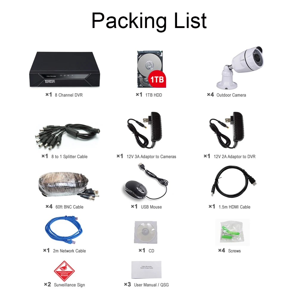 8CH 1080P DVR Kit 1 ТБ HDD камера видеонаблюдения системы безопасности Система для