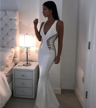 

Celebrity Fashion Dress Rayon HL Bandage Dress Sexy V-Neck Floor Length Red Carpet Dress Top Quality