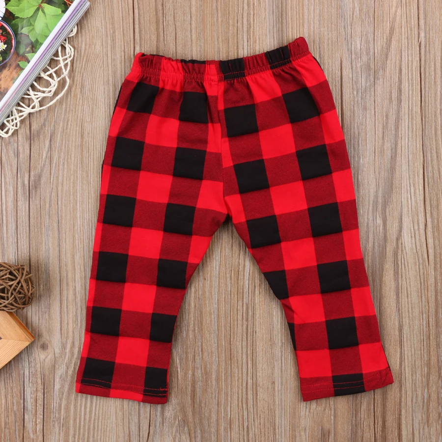 Рождественские штаны для маленьких мальчиков и девочек леггинсы в красную клетку зимняя одежда длинные детские штаны для От 0 до 3 лет