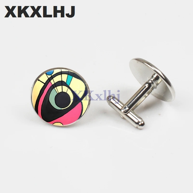 

XKXLHJ 2018 New Medieval Modern Still Life Yellow Round Cuff Links Art Photo Cufflinks Silver Jewelry Clothing Accessories