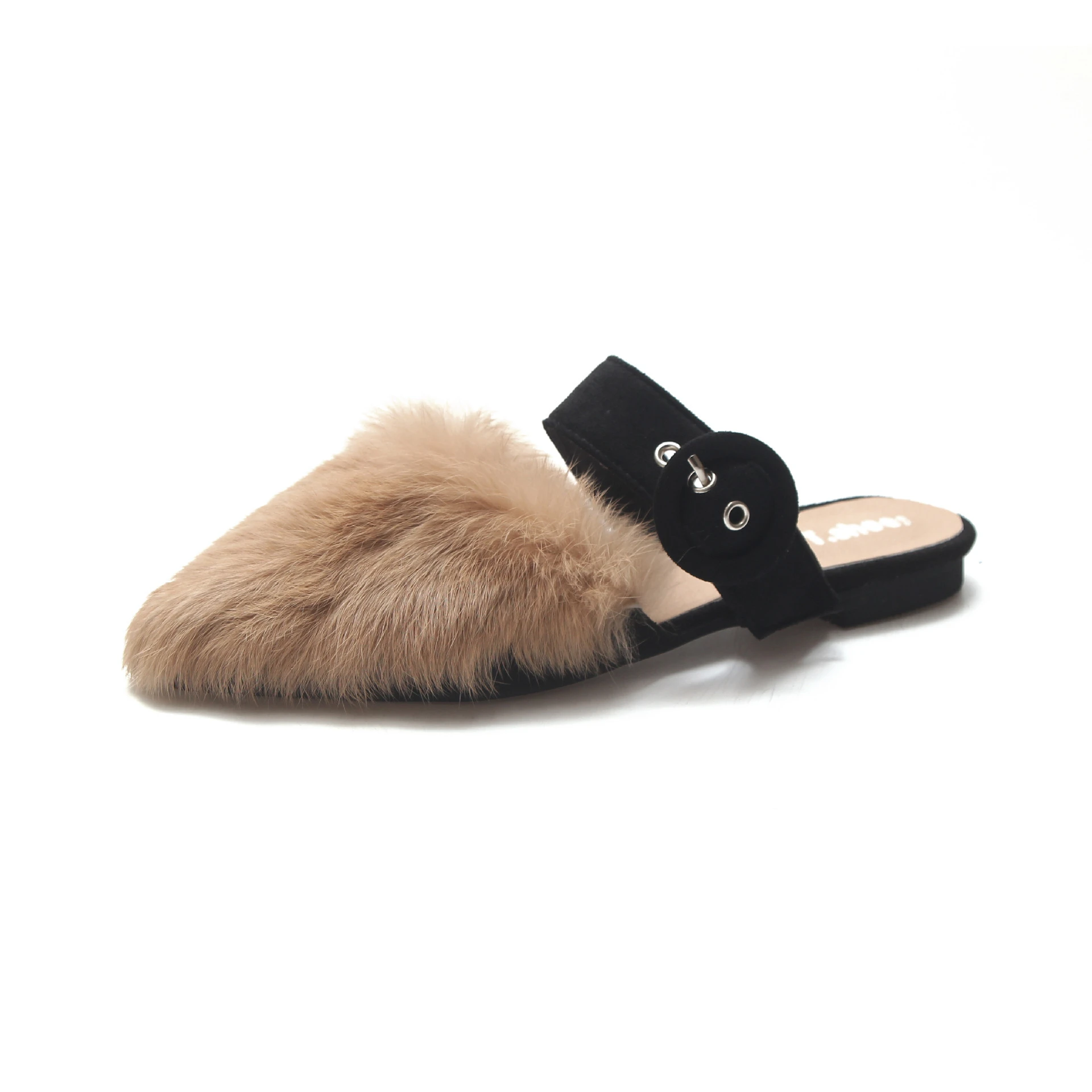 closed toe slides with fur