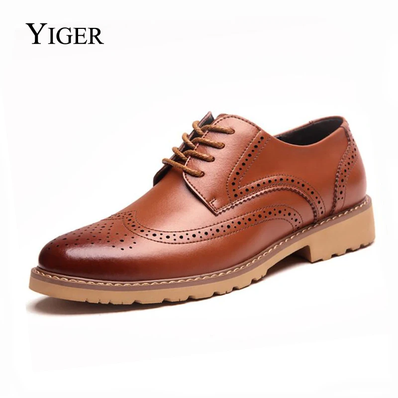YIGER, новые мужские туфли-оксфорды свадебные модельные туфли обувь из натуральной кожи мужская обувь из воловьей кожи на шнуровке 0046