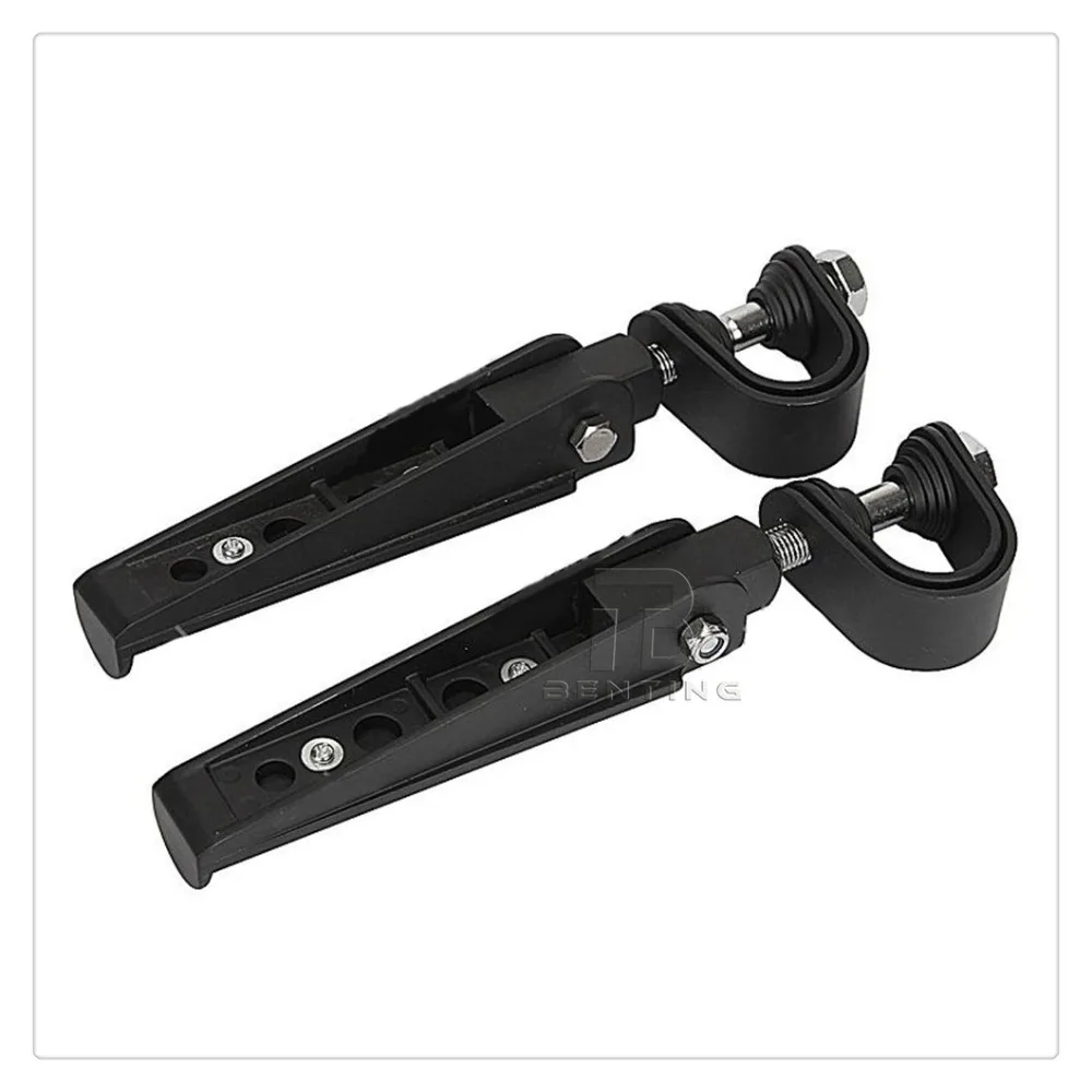Black Motorcycle Street Bike U clamp Foot Pegs With 1"1 1/4" Highway
