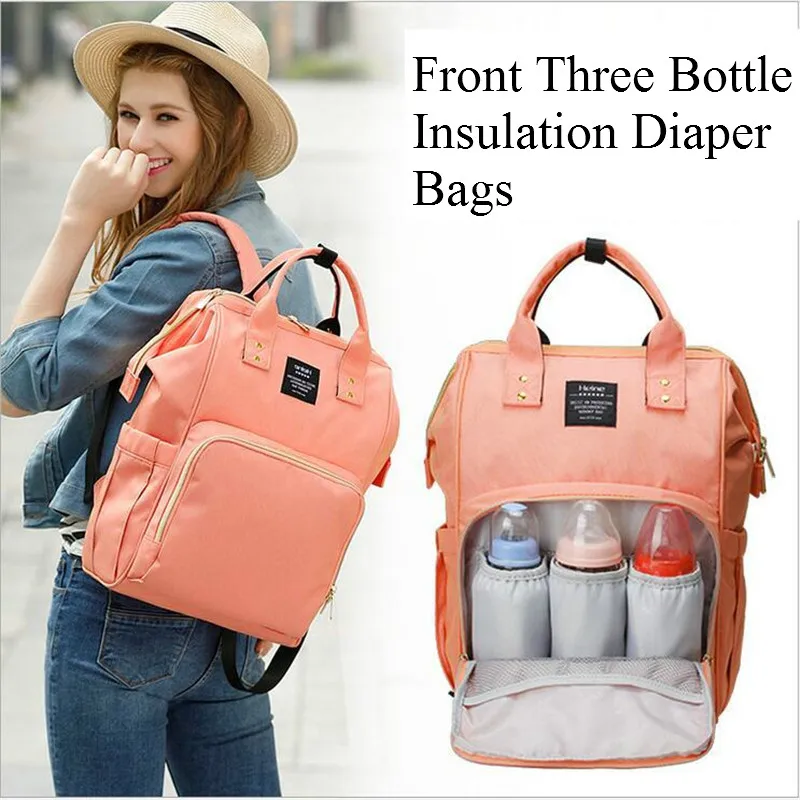 Fashion Mummy Maternity Baby Nappy Changing Diaper Bag Front Three Bottle Insulation Bags&Rear Anti-theft Bag&Tissue Paper Bags02