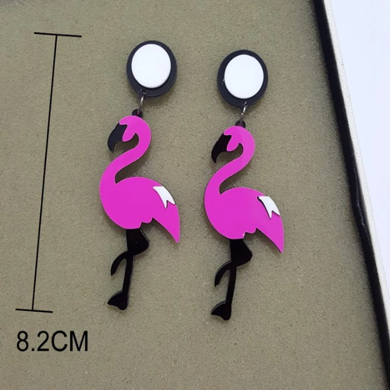 

Fashion Acrylic Swan Flamingos Earrings Tide Nightclub Hyperbole Character Long Pendant Earrings For Women