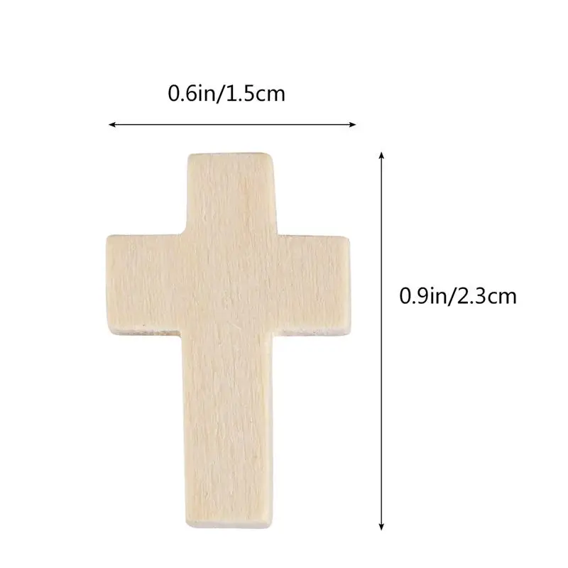 50pcs Craft Supplies Wood Mini Crosss Polished Natural Unfinished DIY Perforated Wooden Crafts Supplies 6